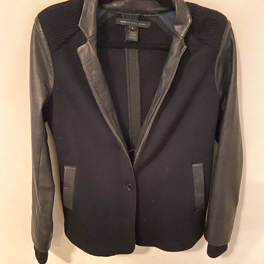 Marc by Marc Jacobs Black Mixed Media Blazer
